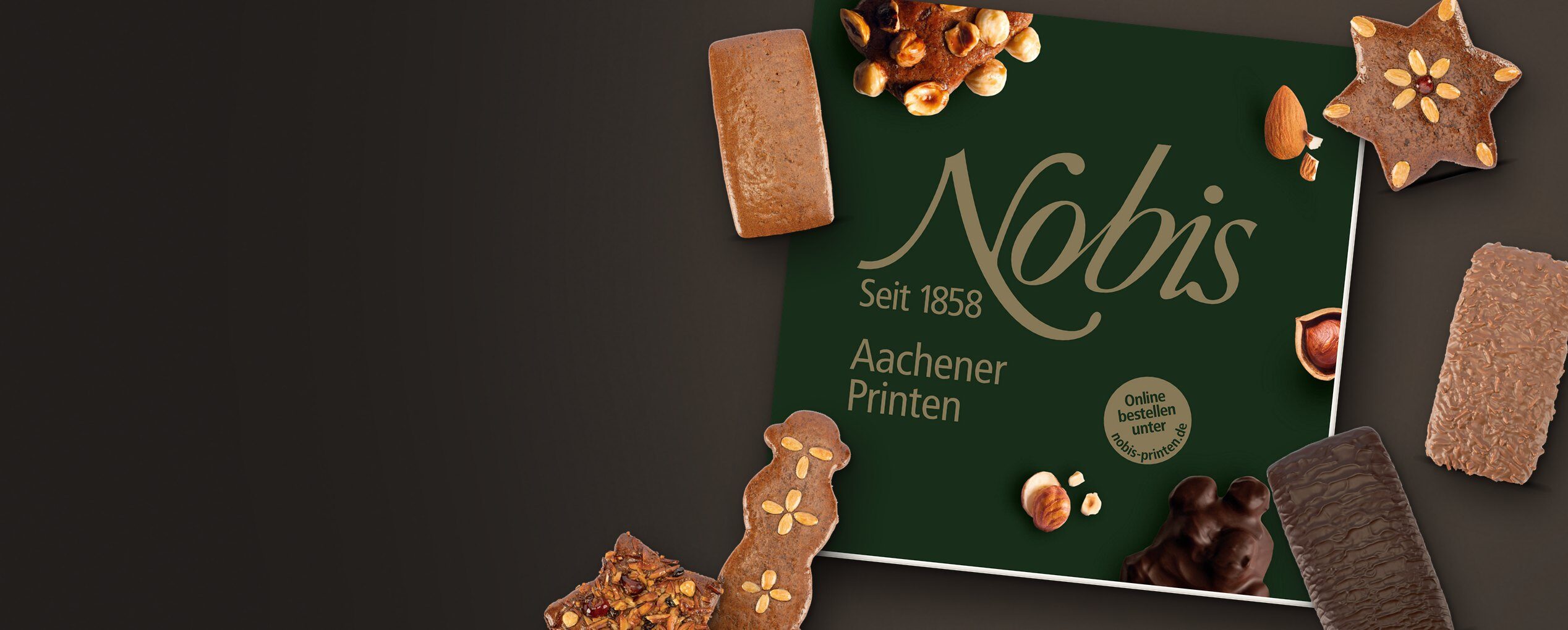 Titelseite des Nobis Printenkatalogs 2026/27 mit Printen, Printenstern und Printenmännchen